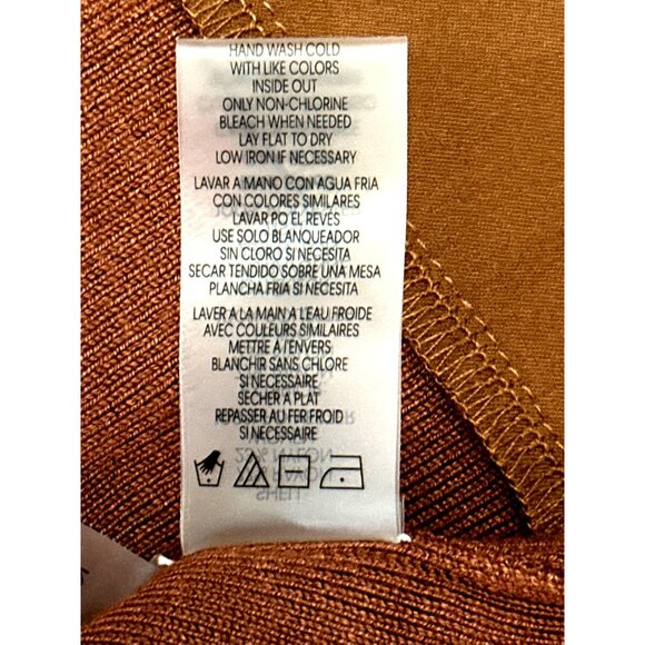 Calvin Klein S Copper Knit Satin Hem Tunic Top Layered Mock Neck Minimalist Chic - Picture 7 of 10